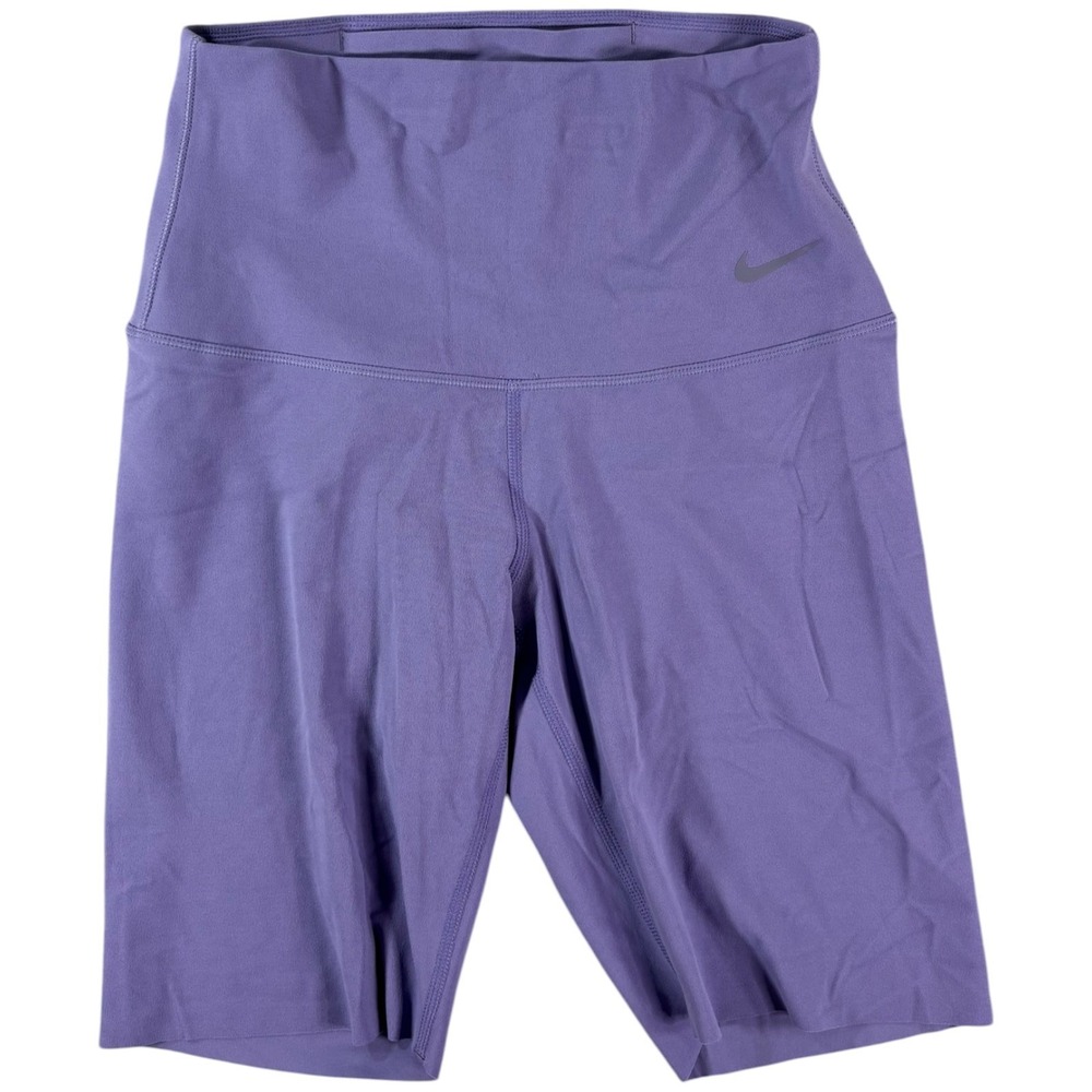 Nike Zenvy Biker Shorts Womens XS Purple High Rise Solo Swoosh Logo‎ Athleisure